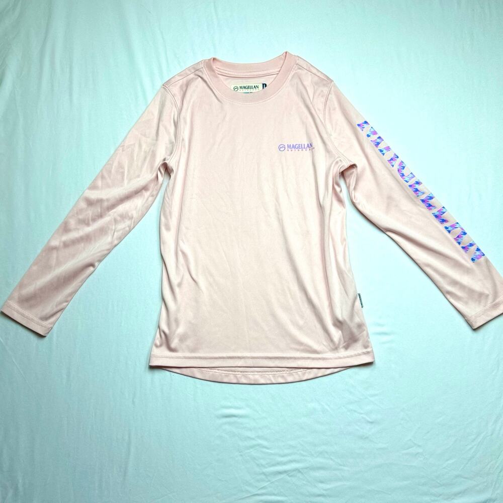 Magellan Outdoors Fish Gear Pink Long Sleeve Shirt Girls S Small Boyfriend Fit